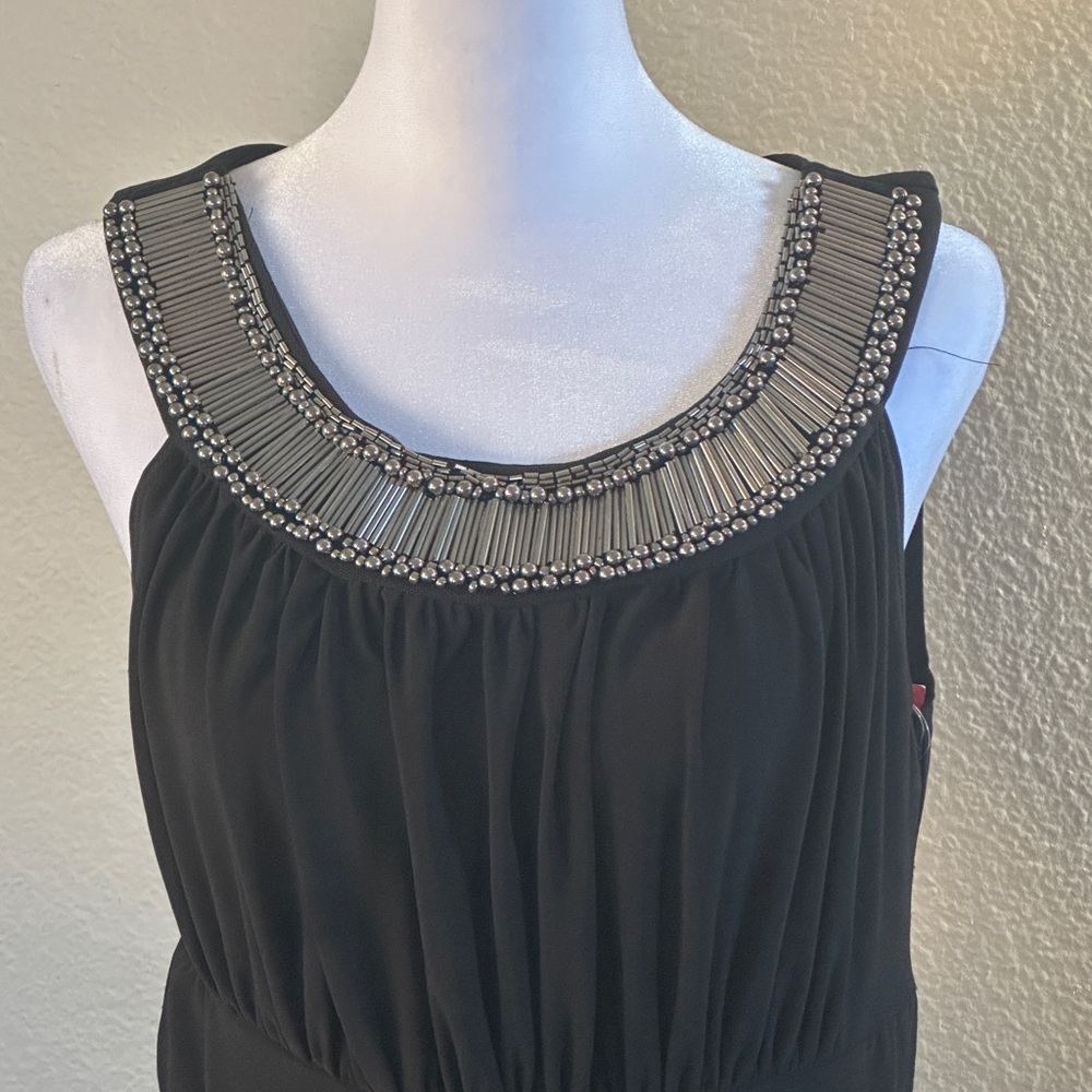 Haani Black Sleeveless Maxi Dress with Embellished Neckline - Picture 3 of 5